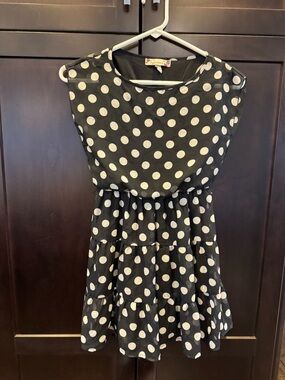 Speechless Black and White Polka Dot Tiered Dress